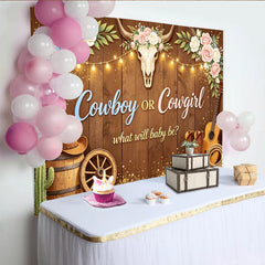 Lofaris Rustic Cowboy or Cowgirl Gender Reveal Baby Shower Backdrop, Western Themed Photography Background for Baby Announcement Party