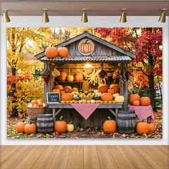 Lofaris Rustic Autumn Pumpkin Patch Backdrop with Fall Leaves and Pumpkins, Charming Harvest Festival Background for Photoshoot Decor