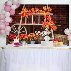 Lofaris Rustic Autumn Photography Backdrop with Fall Leaves and Wood, Cozy Seasonal Background for Studio Photoshoot and Fall Decor