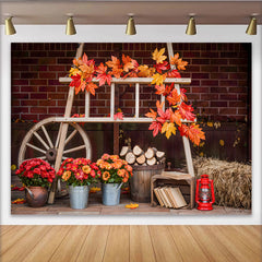 Lofaris Rustic Autumn Photography Backdrop with Fall Leaves and Wood, Cozy Seasonal Background for Studio Photoshoot and Fall Decor