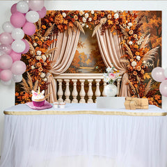 Lofaris Autumn Photography Backdrop with Fall Leaves and Flowers, Scenic Forest Background for Seasonal Photoshoot