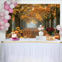 Celebrate Golden Autumn Backdrop with Pumpkins and Sunflowers, Rustic Thanksgiving Background for Fall Harvest Photoshoot
