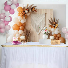Capture Boho Autumn Backdrop with Pumpkins and Balloons, Rustic Wood Wall Background for Thanksgiving Photoshoot