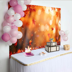 Lofaris Vibrant Autumn Photography Backdrop with Falling Maple Leaves and Warm Bokeh, Natural Studio Photo Background for Fall Season Decor