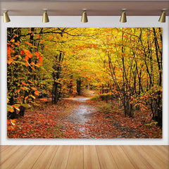 Lofaris Vibrant Autumn Forest Photography Backdrop with Golden Leaves, Natural Scenery Background for Studio Photoshoot and Fall Decor