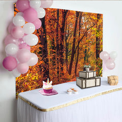 Lofaris Vibrant Autumn Forest Photography Backdrop for Portrait, Beautiful Golden Fall Foliage Background for Studio Photoshoot