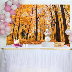 Lofaris Autumn Forest Photography Backdrop with Golden Leaves, Scenic Nature Background for Professional Portrait Photoshoot