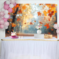 Lofaris Vibrant Orange Autumn Forest Photography Backdrop, Falling Leaves Natural Seasonal Background for Studio Photoshoot