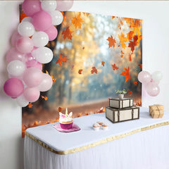 Lofaris Vibrant Orange Autumn Forest Photography Backdrop, Falling Leaves Natural Seasonal Background for Studio Photoshoot
