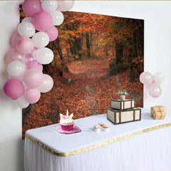 Lofaris Vibrant Autumn Forest Photography Backdrop with Rich Fallen Leaves, Scenic Nature Background for Studio Photoshoots