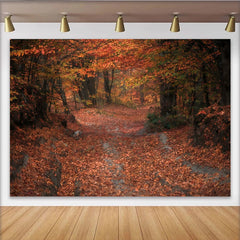 Lofaris Vibrant Autumn Forest Photography Backdrop with Rich Fallen Leaves, Scenic Nature Background for Studio Photoshoots