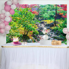 Lofaris Vibrant Autumn Garden Path Photography Backdrop, Natural Scenery Background for Outdoor Photoshoot and Studio