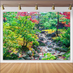 Lofaris Vibrant Autumn Garden Path Photography Backdrop, Natural Scenery Background for Outdoor Photoshoot and Studio