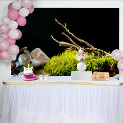 Lofaris Vibrant Green Moss and Stone Natural Scenery Photography Backdrop with Dark Background, Earthy Studio Prop for Fine Art Portrait