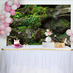 Lofaris Green Mossy Rock Natural Scenery Photography Backdrop, Earthy Textured Studio Background for Professional Photoshoot