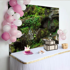 Lofaris Green Mossy Rock Natural Scenery Photography Backdrop, Earthy Textured Studio Background for Professional Photoshoot
