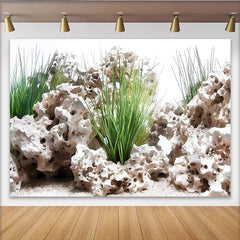 Lofaris White Porous Rock and Green Plant Underwater Photography Backdrop, Natural Aquarium Landscape Background for Studio Photoshoot