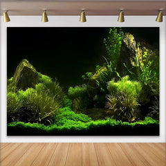 Lofaris Lush Green Natural Scenery Photography Backdrop with Rocks and Plants, Vibrant Forest Background for Studio Photoshoot