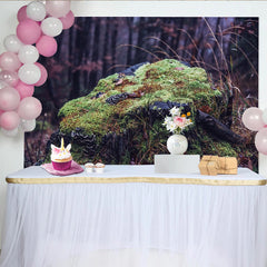 Lofaris Green Mossy Tree Stump Forest Photography Backdrop, Natural Woodland Background for Studio Portrait Photoshoot