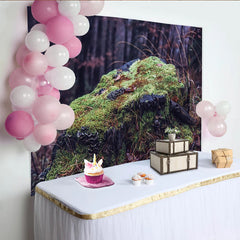 Lofaris Green Mossy Tree Stump Forest Photography Backdrop, Natural Woodland Background for Studio Portrait Photoshoot