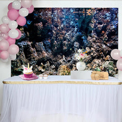 Lofaris Dark Textured Aquatic Rock Photography Backdrop with Sandy Bottom, Deep Sea Ocean Theme Background for Studio Photoshoot