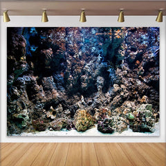 Lofaris Dark Textured Aquatic Rock Photography Backdrop with Sandy Bottom, Deep Sea Ocean Theme Background for Studio Photoshoot