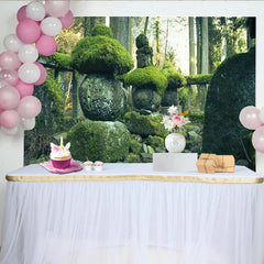 Lofaris Ancient Mossy Stone Forest Photography Backdrop, Natural Scenery Background for Studio Portrait Photoshoot