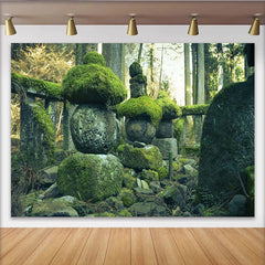 Lofaris Ancient Mossy Stone Forest Photography Backdrop, Natural Scenery Background for Studio Portrait Photoshoot