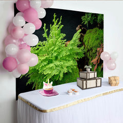 Lofaris Lush Green Moss Plant Photography Backdrop with Fern and Dark Background, Natural Scenery Studio Background for Portraits