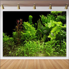Lofaris Lush Green Aquatic Plant Photography Backdrop with Small Fish, Vibrant Nature Background for Studio Photoshoot