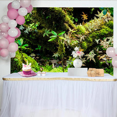 Lofaris Lush Green Moss Forest Photography Backdrop, Natural Leaves and Tree Texture Studio Background for Professional Photoshoot