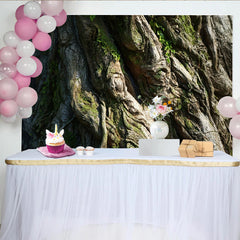 Lofaris Rustic Old Tree Bark Natural Scenery Backdrop with Green Moss Texture, Forest Wood Photography Background for Studio Portrait