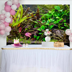 Lofaris Vibrant Aquarium Photography Backdrop with Colorful Fish, Natural Green Plants Background for Studio Photoshoot