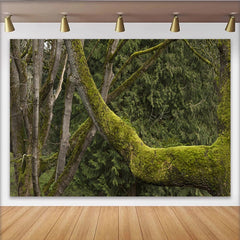 Lofaris Lush Green Mossy Forest Photography Backdrop, Ancient Tree Branches and Natural Woodland Background for Studio Photoshoots