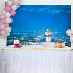 Lofaris Deep Blue Ocean Underwater Photography Backdrop with Sunlight Rays, Realistic Marine Life Background for Studio Photoshoot