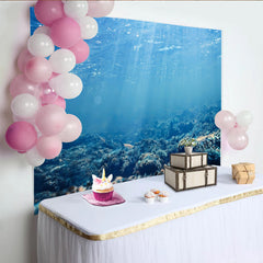 Lofaris Deep Blue Ocean Underwater Photography Backdrop with Sunlight Rays, Natural Seascape Background for Studio Photoshoot