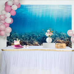 Lofaris Vibrant Underwater Coral Reef Photography Backdrop with Sunlight Rays, Beautiful Marine Life for Ocean Photoshoot