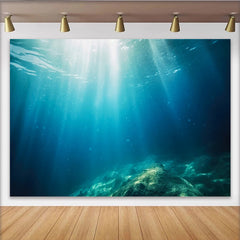 Lofaris Vibrant Underwater Photography Backdrop with Sunlight Rays, Deep Ocean Studio Background for Aquatic Photoshoots