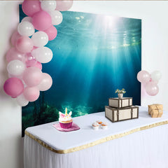 Lofaris Deep Blue Underwater Natural Scenery Backdrop with Sunlight Rays, Serene Ocean Photography Background for Studio Photoshoot