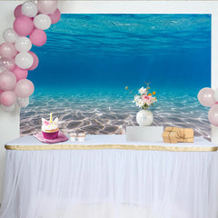 Lofaris Vibrant Blue Underwater Photography Backdrop with Sandy Ocean Floor and Sunlight Ripples, Serene Studio for Aquatic Photoshoot
