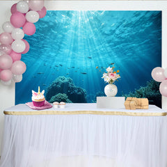 Lofaris Vibrant Blue Underwater Ocean Photography Backdrop with Sun Rays, Lush Coral Reef and Fish, Natural Studio Background for Photoshoot