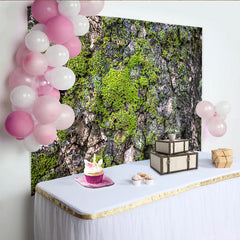 Lofaris Detailed Green Mossy Tree Bark Photography Backdrop, Natural Forest Texture Background for Studio Portrait