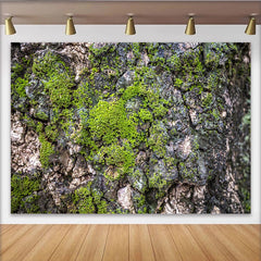Lofaris Detailed Green Mossy Tree Bark Photography Backdrop, Natural Forest Texture Background for Studio Portrait