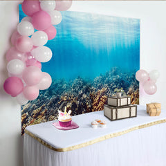 Lofaris Vibrant Underwater Coral Reef Photography Backdrop with Sunlight Rays, Deep Sea Ocean Background for Studio Photoshoot