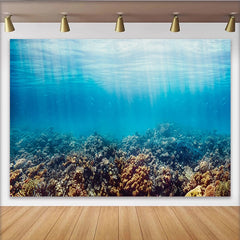 Lofaris Vibrant Underwater Coral Reef Photography Backdrop with Sunlight Rays, Deep Sea Ocean Background for Studio Photoshoot