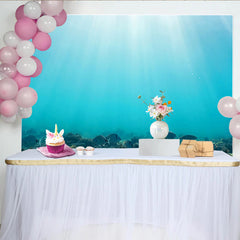 Lofaris Vibrant Blue Underwater Photography Backdrop with Sunlight Rays and Ocean Fish, Realistic Sea Floor Background for Studio Photoshoot