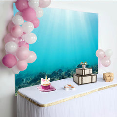 Lofaris Vibrant Blue Underwater Photography Backdrop with Sunlight Rays and Ocean Fish, Realistic Sea Floor Background for Studio Photoshoot