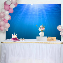 Lofaris Deep Blue Underwater Photography Backdrop with Sunlight Rays and Ripples, Serene Ocean Background for Photo and Aquatic Party Decor