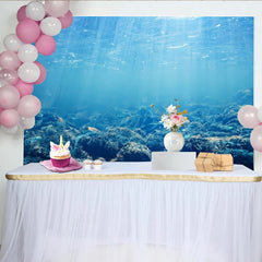 Lofaris Blue Underwater Photography Backdrop with Sunlight Rays and Rocky Seabed, Natural Ocean Background for Studio Photoshoot