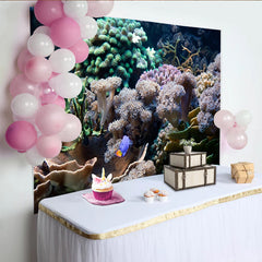 Lofaris Vibrant Underwater Coral Reef Photography Backdrop with Diverse Marine Life, Ocean Theme Studio Background for Professional Photoshoot